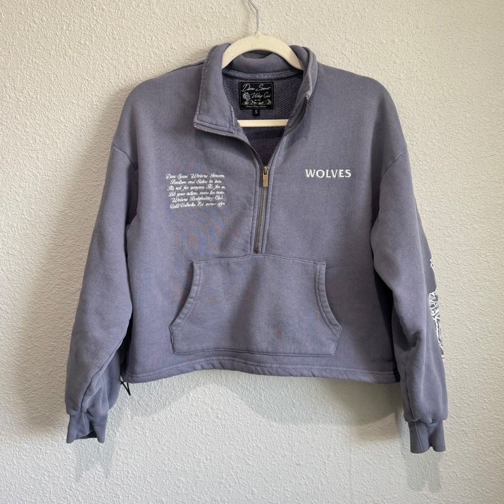 Darc Sport Vintage Everson Mockneck Half Zip Sweater in Dusty Blue Wolf S - Picture 2 of 12